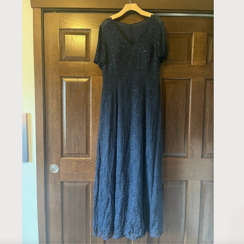 MOB Montage navy beaded short sleeve maxi dress